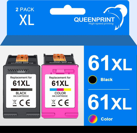 HESHUN 61XL Ink Cartridge  Combo Pack Replacement for HP 61 Ink Works with HP Envy Deskjet Officejet Printer