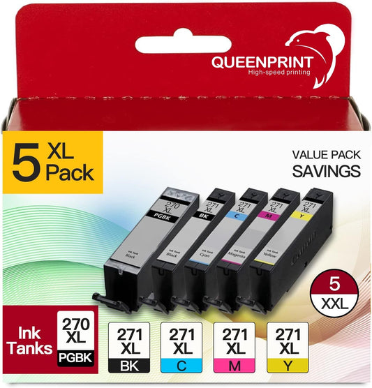 HESHUN PGI-270XL CLI-271XL Ink Cartridges 5 Color Value Pack Compatible for Canon 270 271 XL Ink Cartridges (5-Pack)