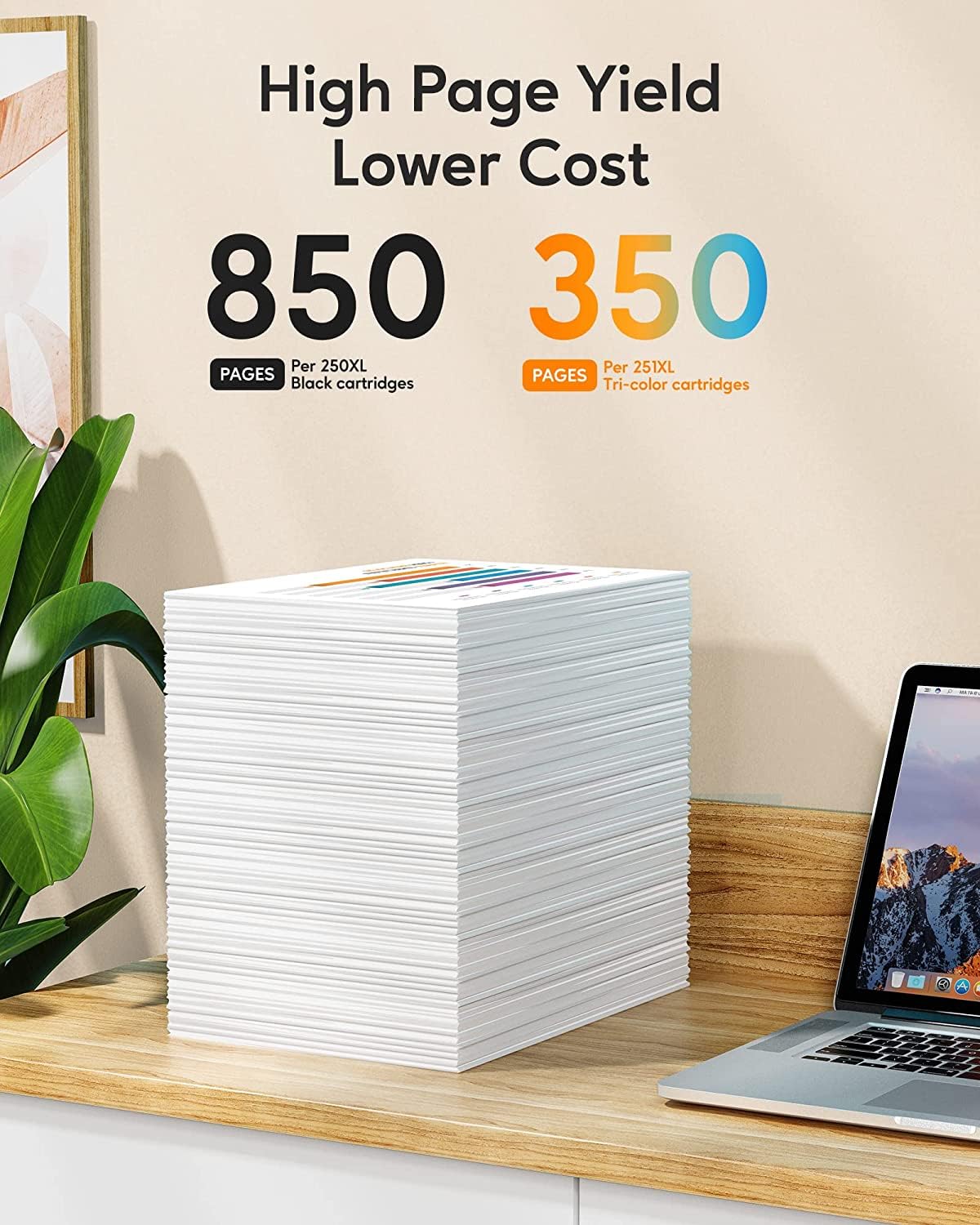 Canon PGI-250XXL Black yields 850 pages and CLI-251XXL Tri-color yields 350 pages - High page yield replacement ink cartridges for lower printing cost