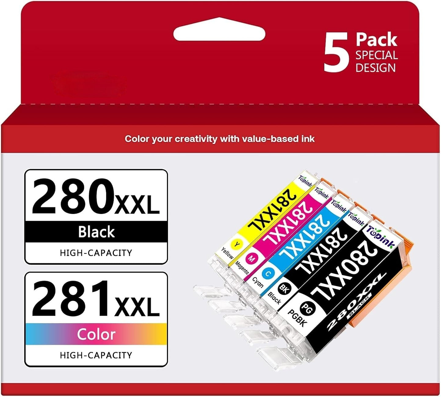 Canon 5-color ink cartridge set PGI-280XXL CLI-281XXL for PIXMA TS/TR printers, ideal for high-quality home and office printing