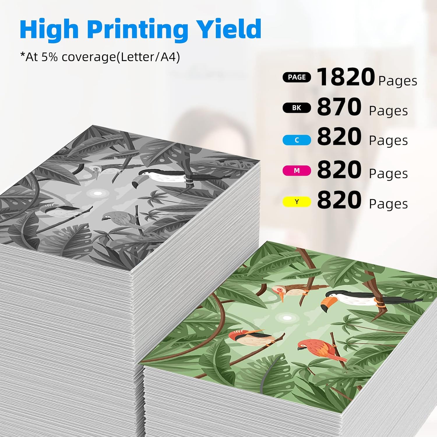 Canon PGI-280XXL CLI-281XXL high yield ink cartridge printing capacity - 1820 pages black, 870 pages color at 5% coverage
