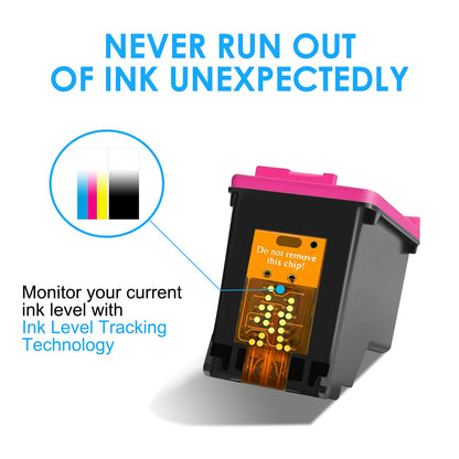 HP 61XL ink cartridge with ink level tracking technology - monitor ink levels and avoid running out unexpectedly. Do not remove the chip. Compatible with HP Envy, Deskjet, Officejet printers.