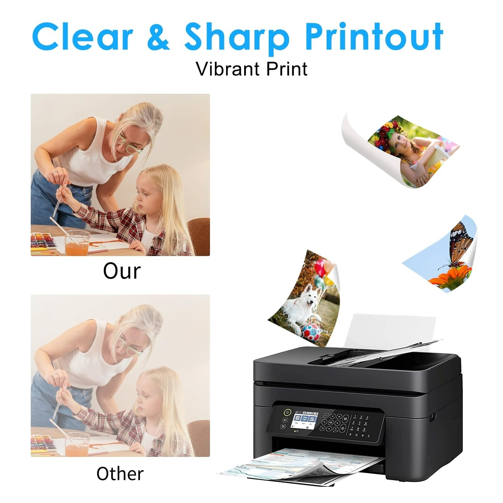 HP 61XL ink cartridge print quality comparison - produces vibrant colors and sharp text for professional results, replacement for HP printers