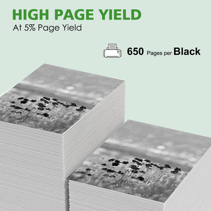 HP 63XL black high yield ink cartridge rated for 650 pages at 5% coverage