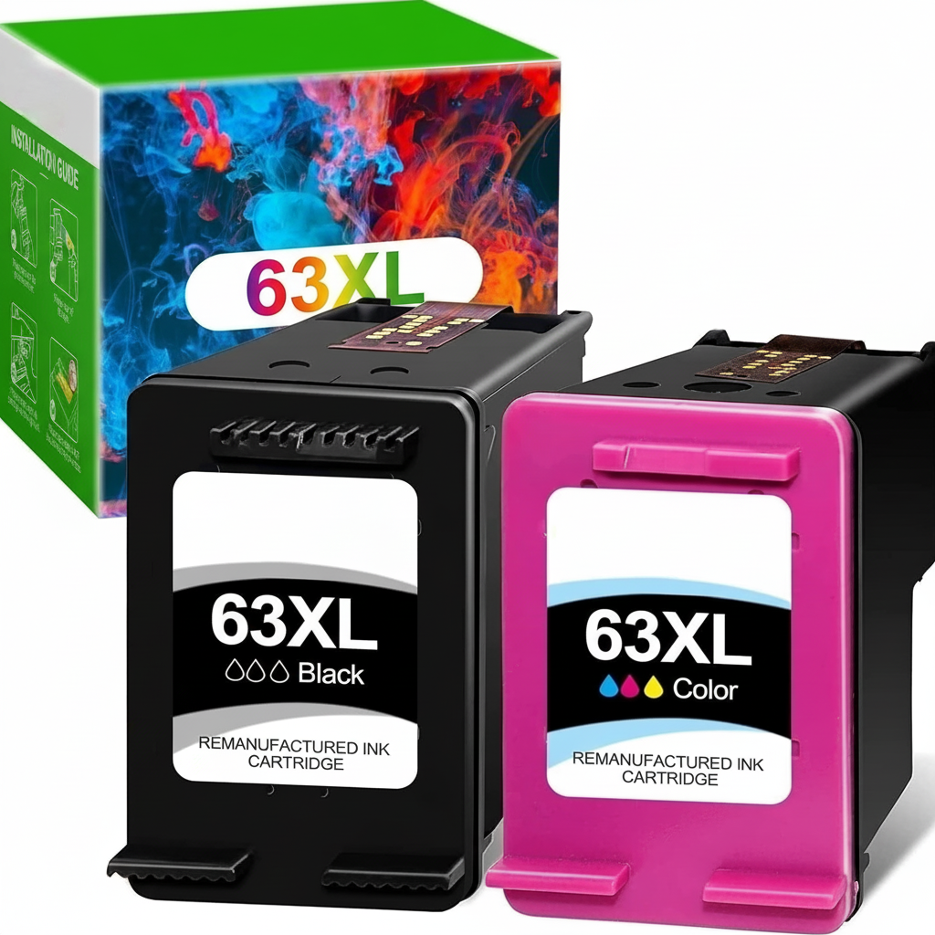 HP 63XL Black & Tri-Color Remanufactured Ink Cartridge Combo 2-Pack - High Yield Replacement for HP Envy, OfficeJet, and DeskJet Series Printers